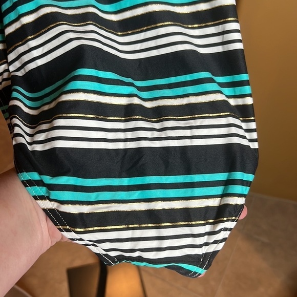Bond-Eye Australia Black Blue Gold Striped One Piece Swimsuit Size 8 - Picture 12 of 12